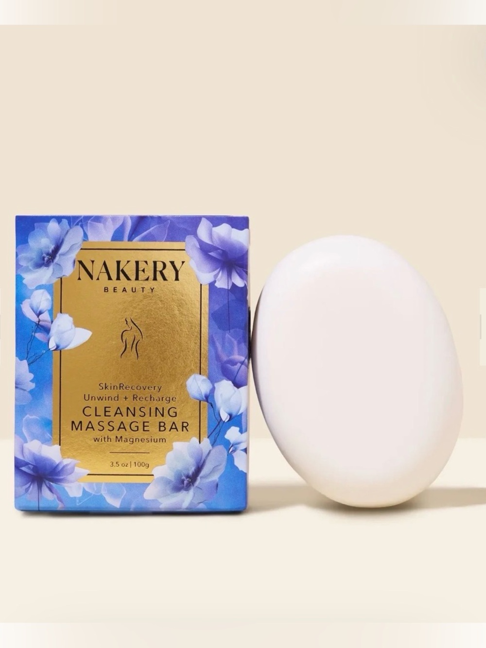 NAKERY Beauty SkinRecovery Cleansing Massage Bar, Exfoliating, 3.5 oz